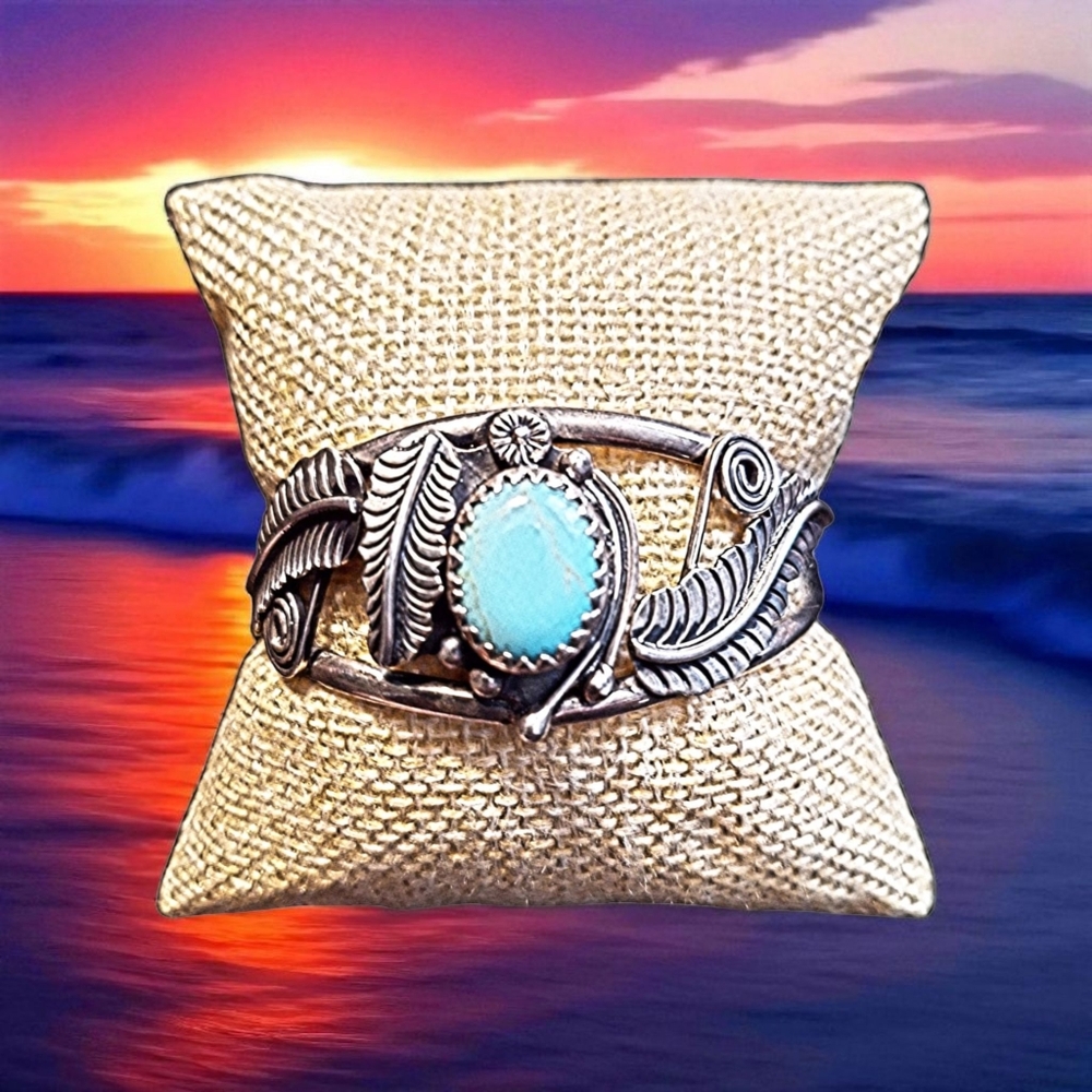 ✨️COPY! TAXCO! Sterling Silver and Howlite Turquoise Cuff Bracelet - Picture 3 of 15